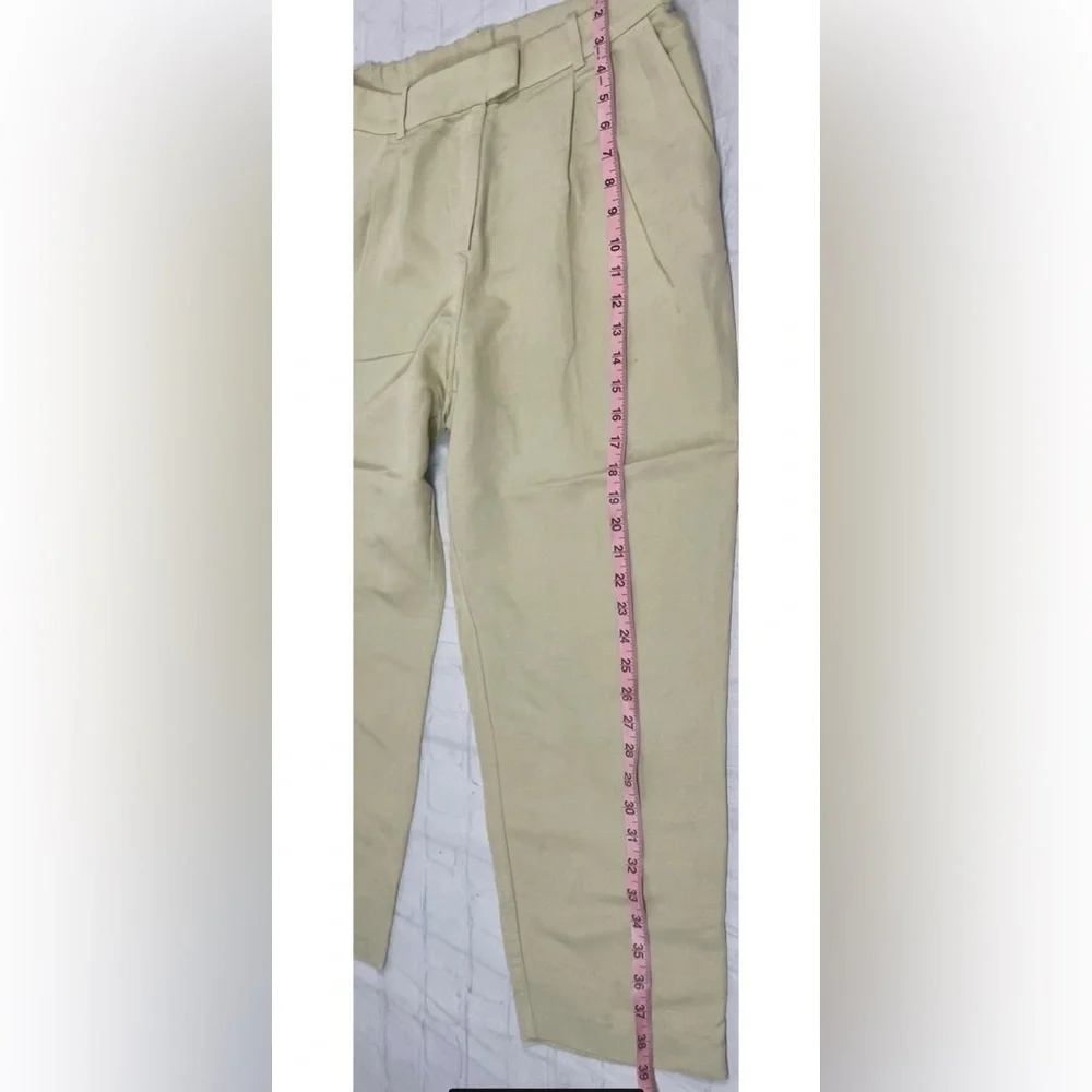H&M Women’s Pale Green Linen Blend‎ Ankle Length Pleated Dress Pants Size 10 NEW